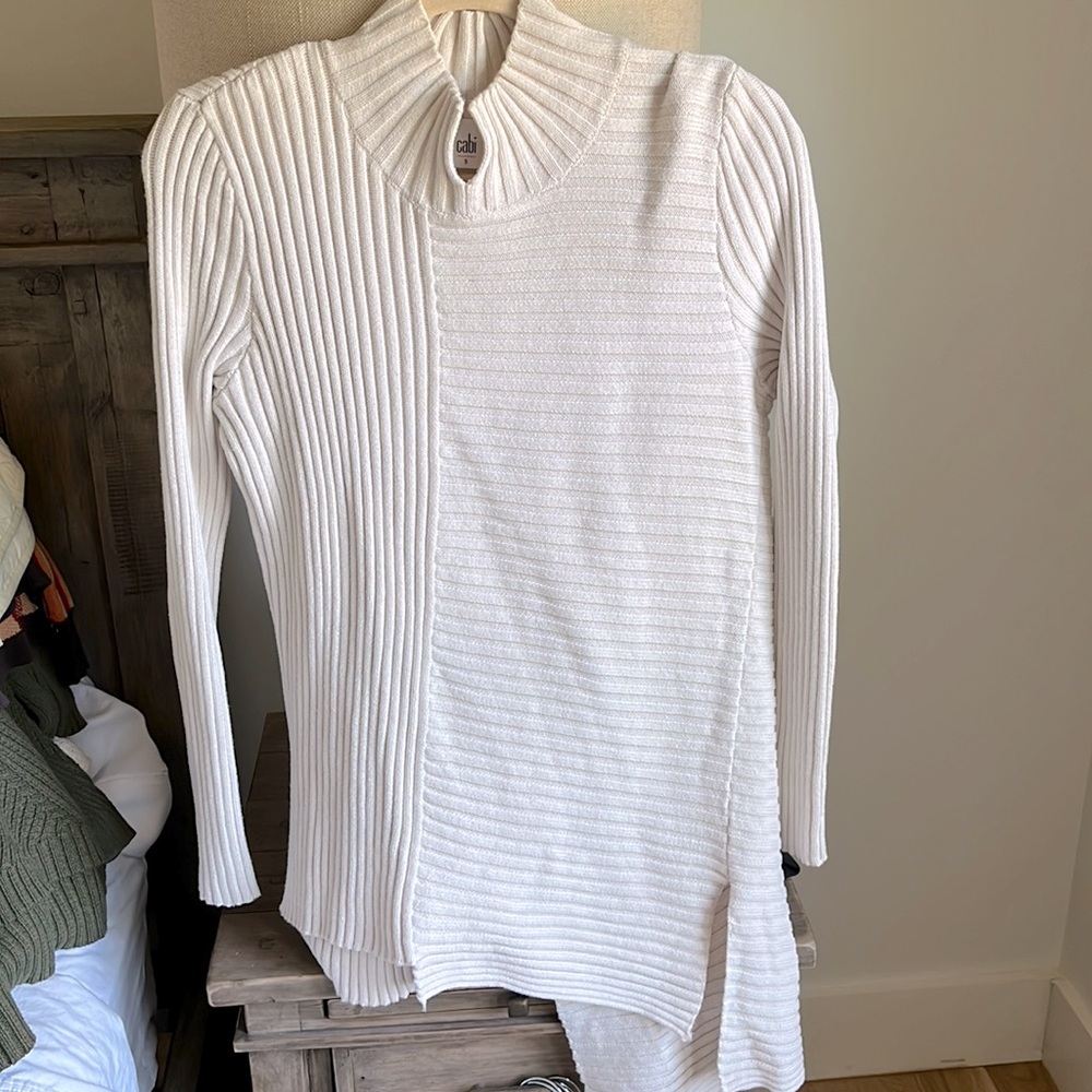 Cabi size S asymmetrical cream sweater